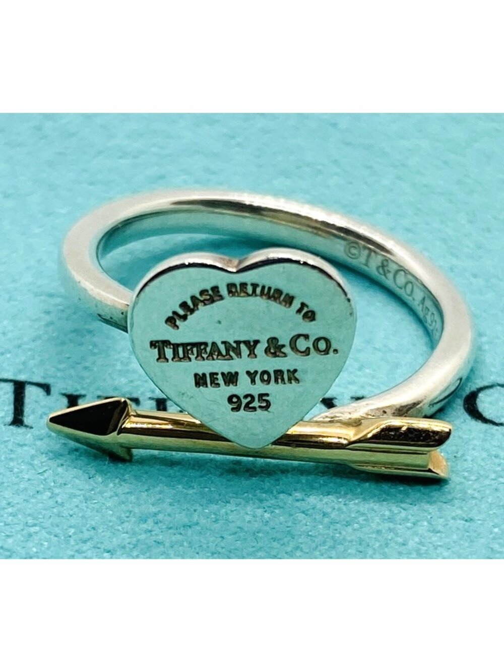 Tiffany & Co Love Struck Sterling Silver 925 18K Ring Size 6.75